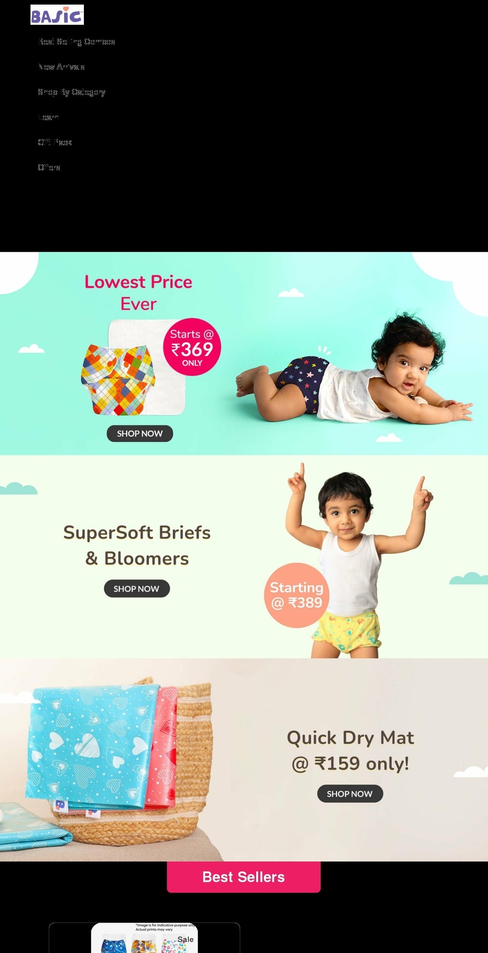 Post-live-new- Shopify theme site example basicforbaby.com