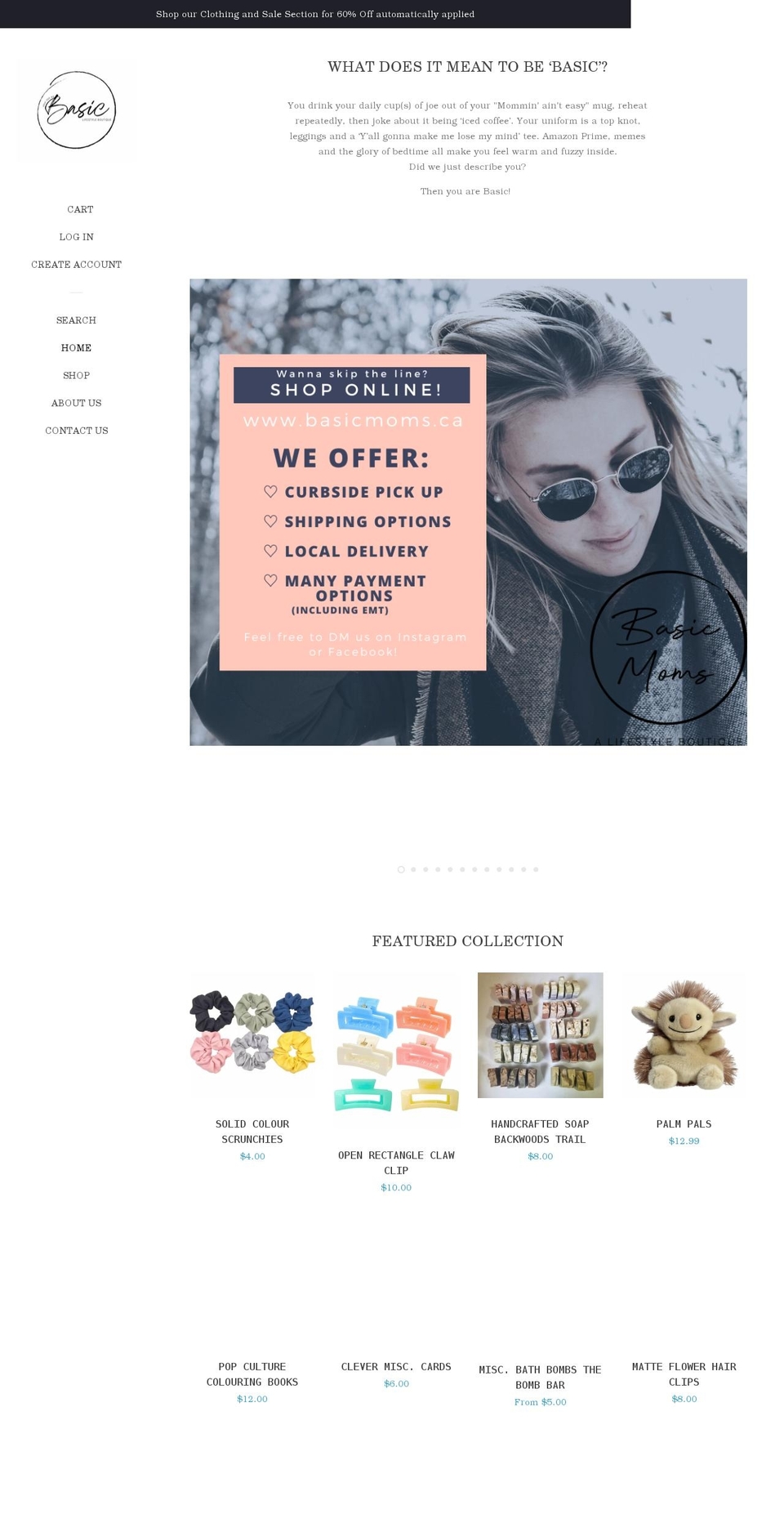 basicmoms.ca shopify website screenshot