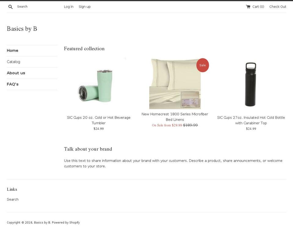 basicsbyb.com — Shopify storefront screenshot