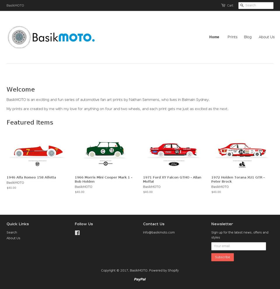 basikmoto.com shopify website screenshot