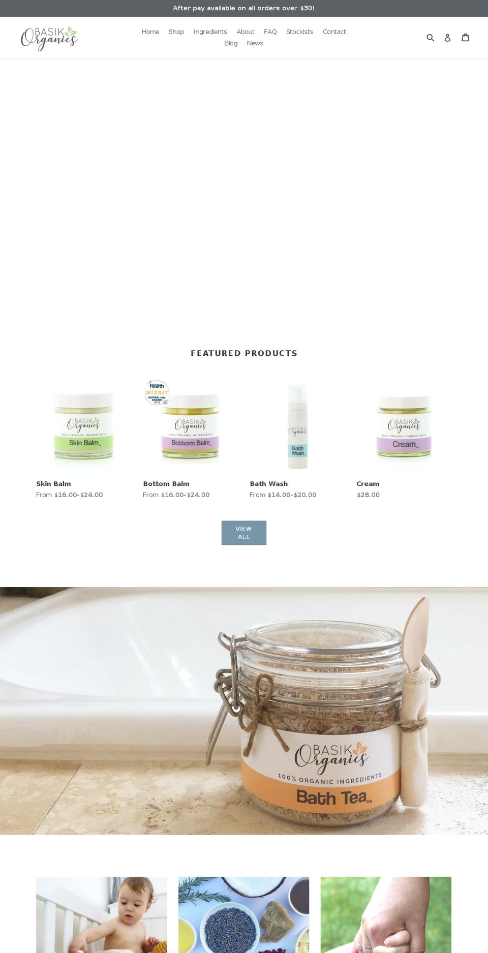 basikorganics.com.au shopify website screenshot