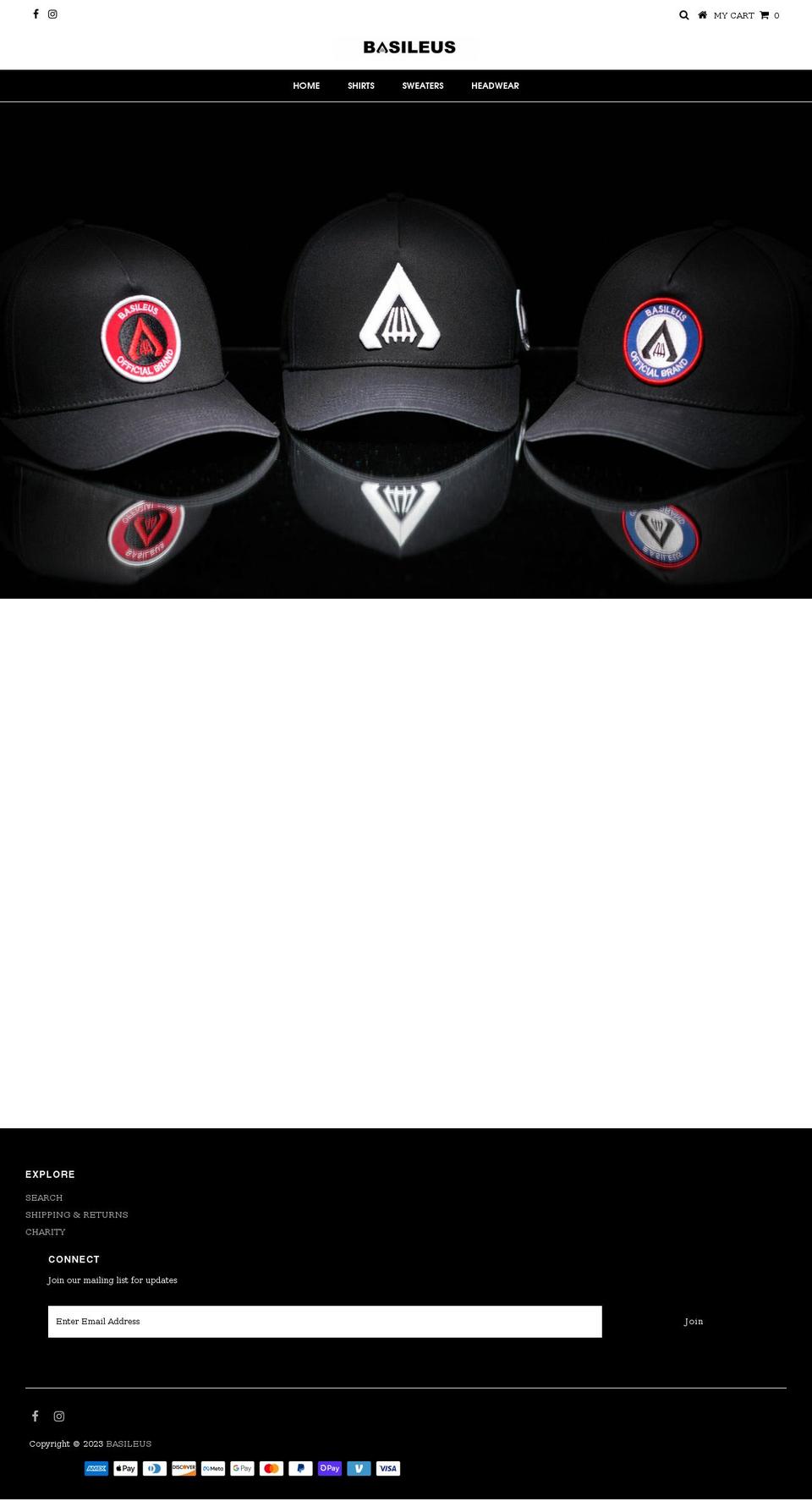 basileusofficial.com shopify website screenshot