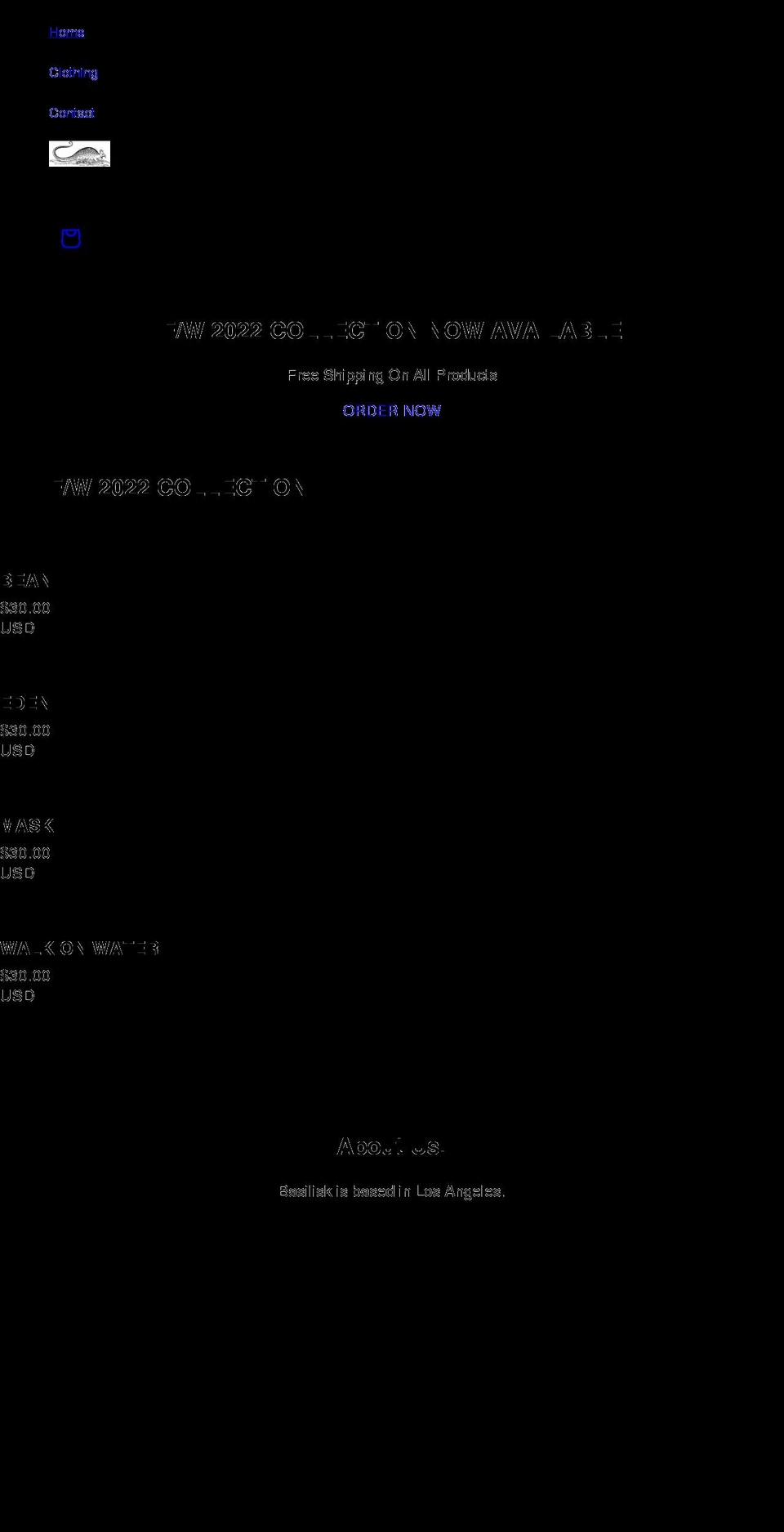 basiliskclothing.com shopify website screenshot