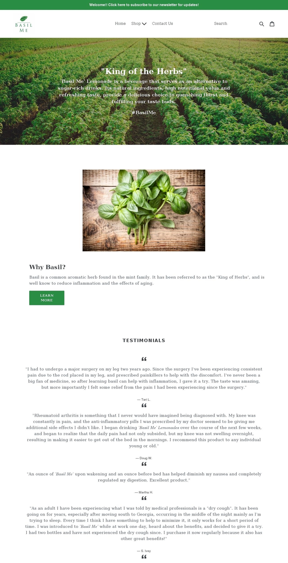 basilme.co shopify website screenshot