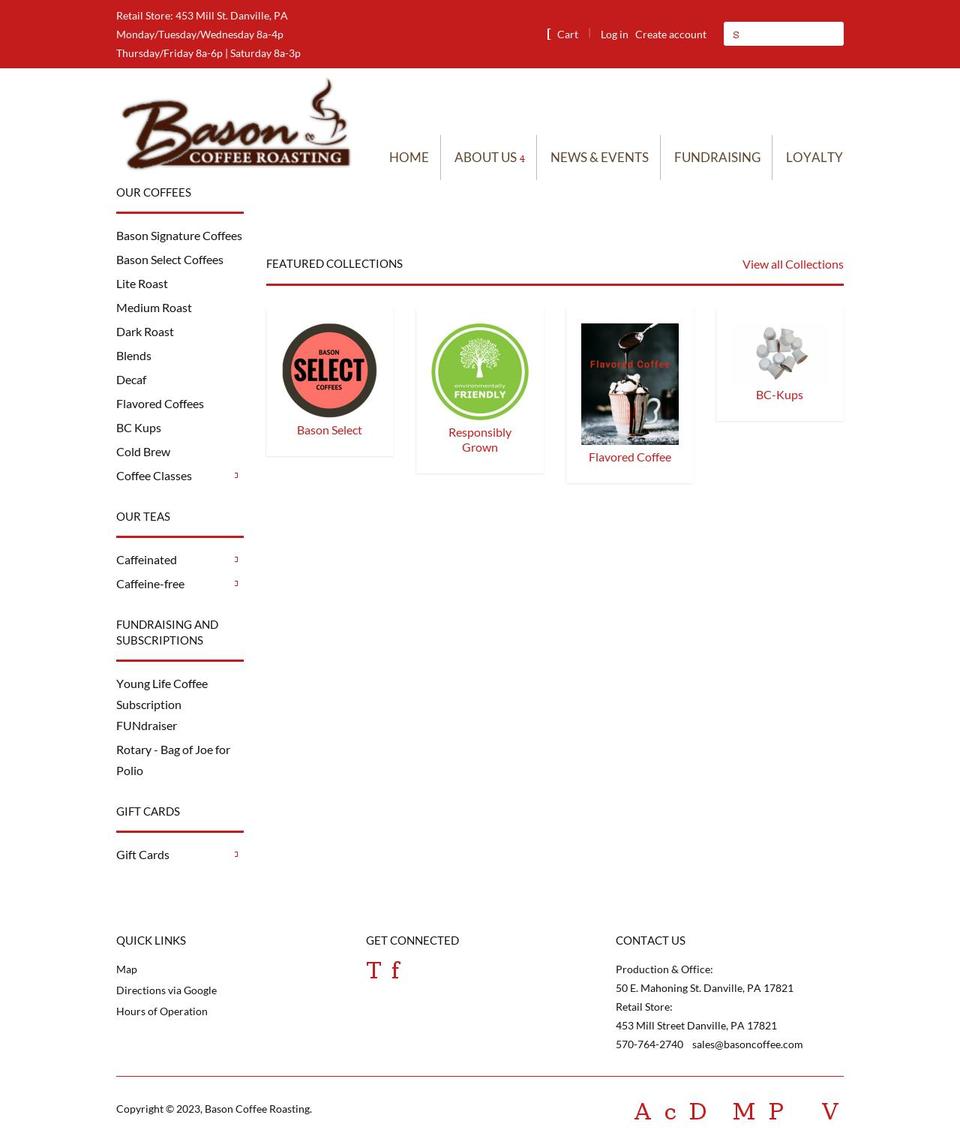 basincoffee.com shopify website screenshot