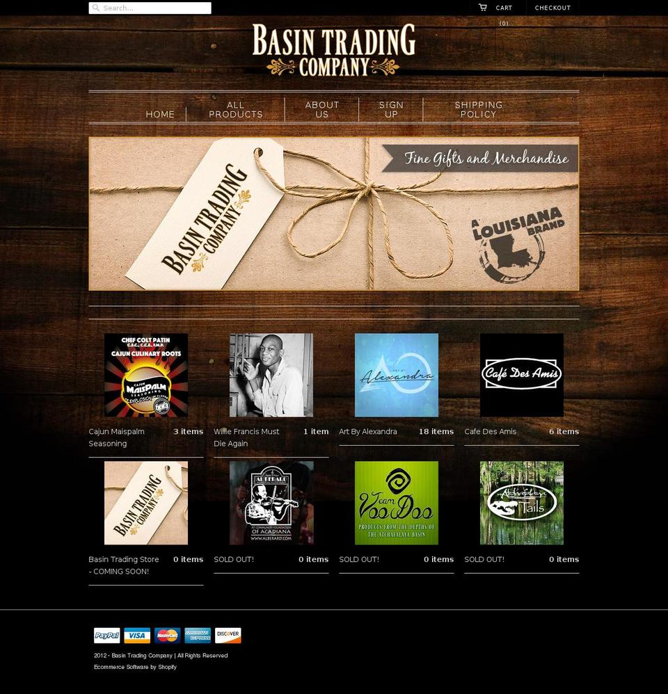 basintrading.com shopify website screenshot
