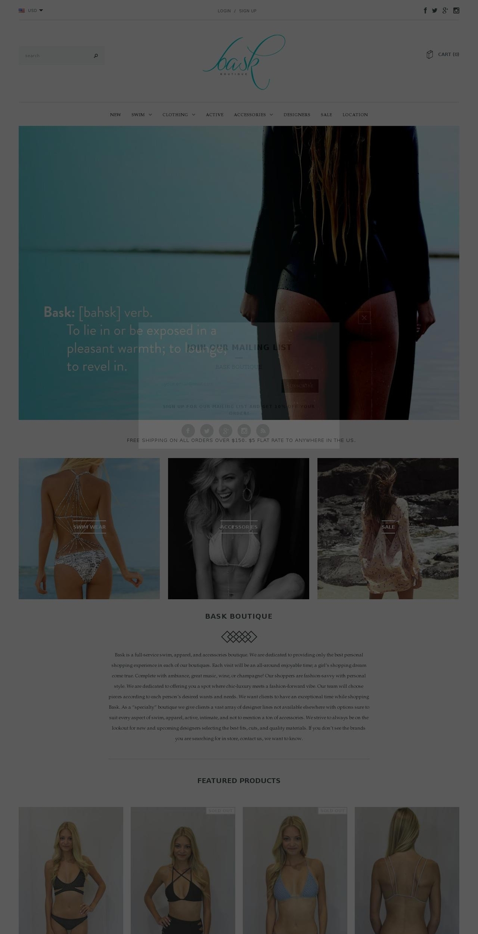 baskboutique.com shopify website screenshot