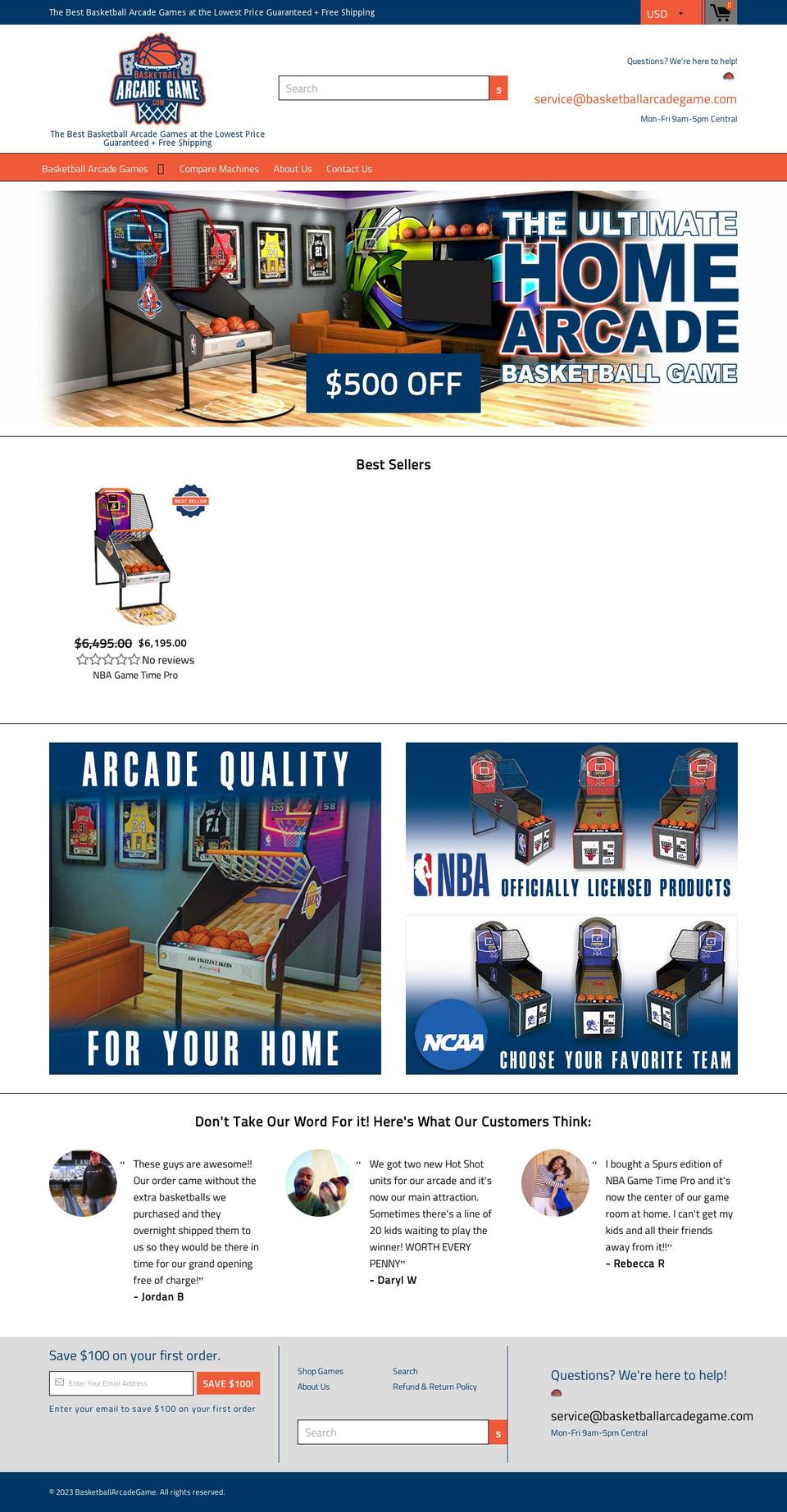 basketballarcadegame.com shopify website screenshot
