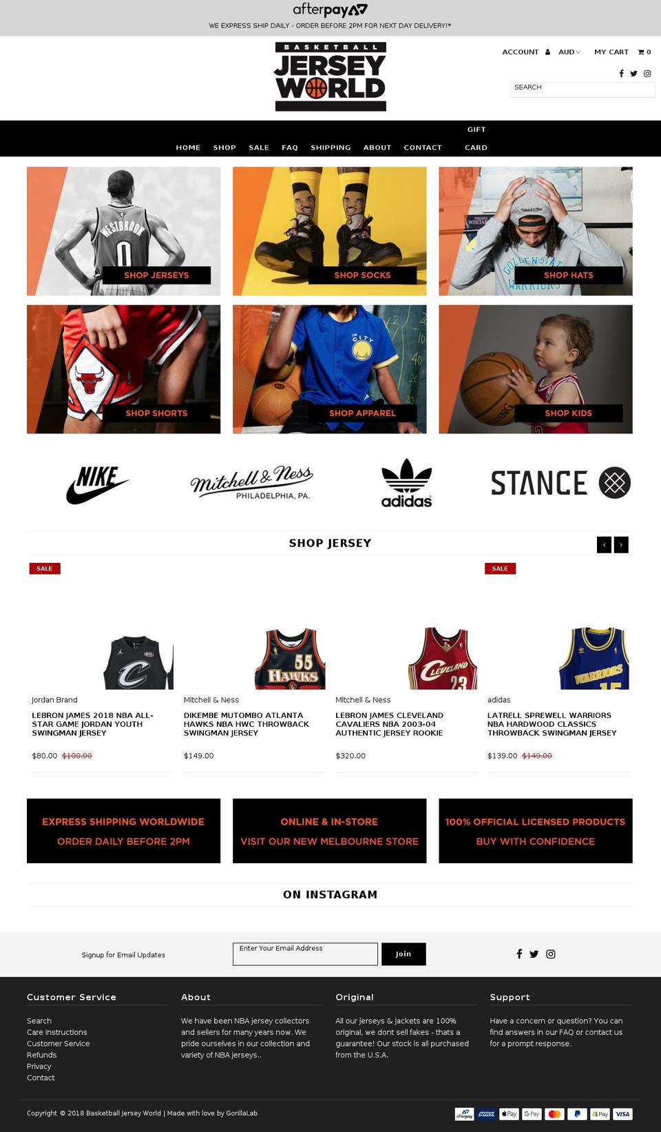 basketballjerseyworld.com — Shopify storefront screenshot