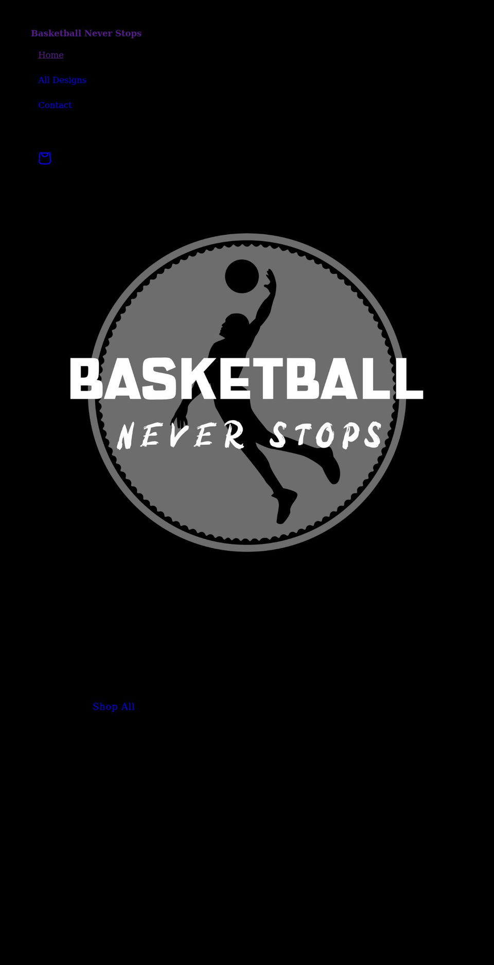 basketballneverstops.com shopify website screenshot