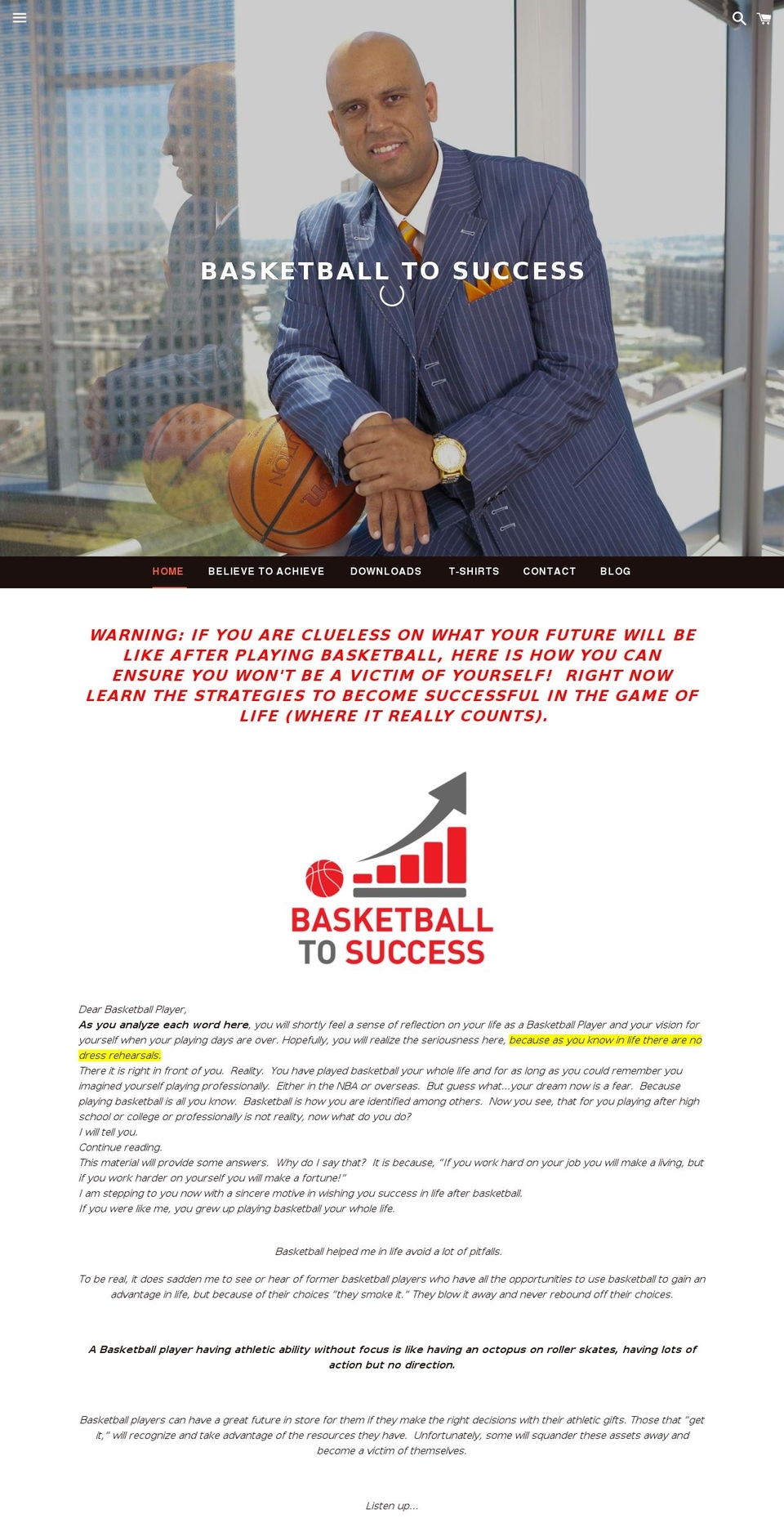basketballtosuccess.com shopify website screenshot