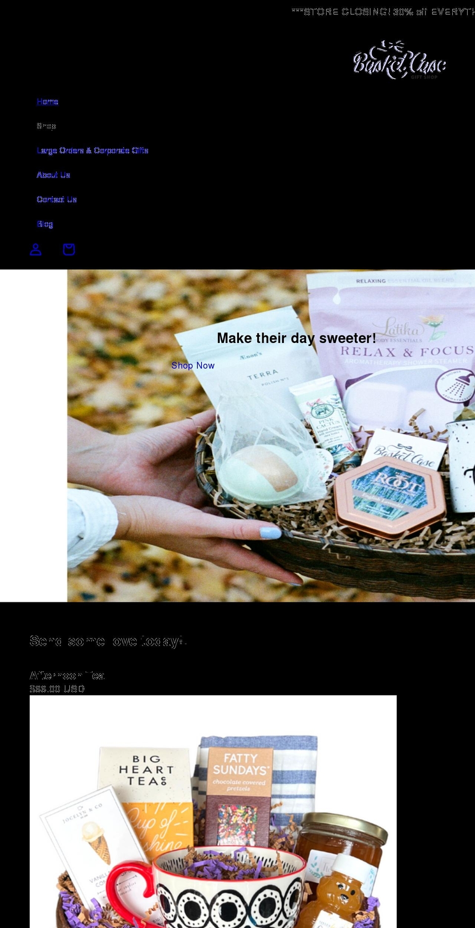 basketcasegiftshop.com shopify website screenshot