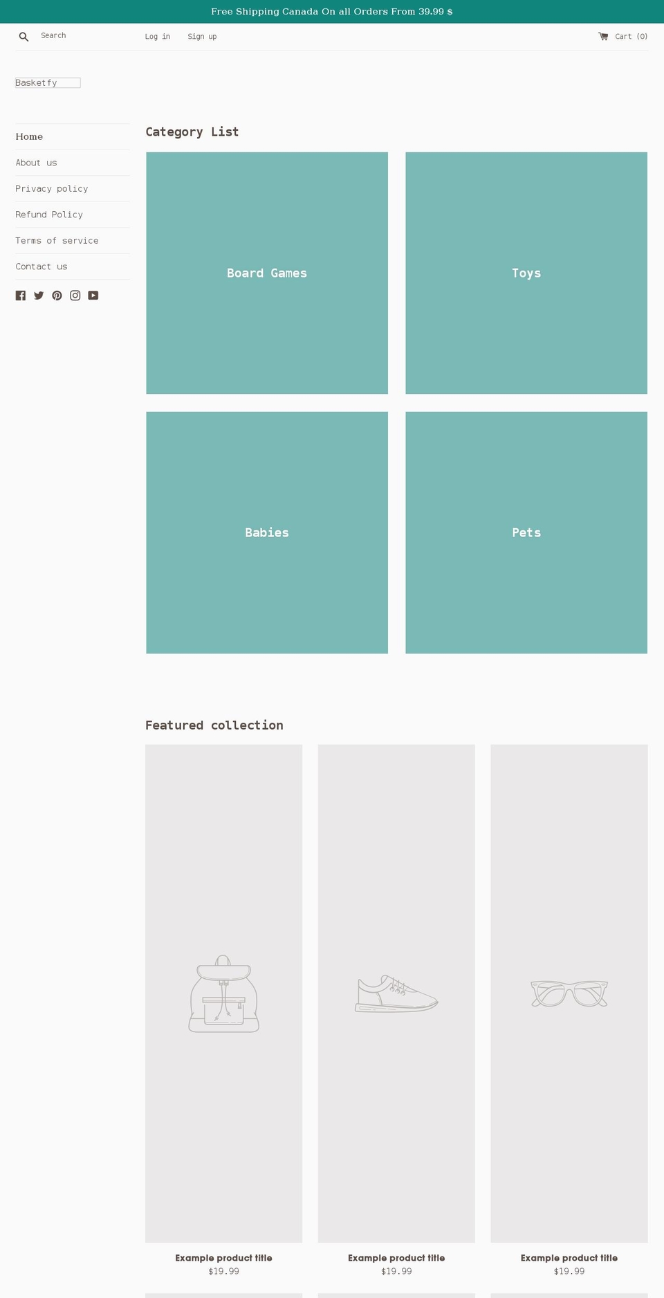 basketfy.com shopify website screenshot