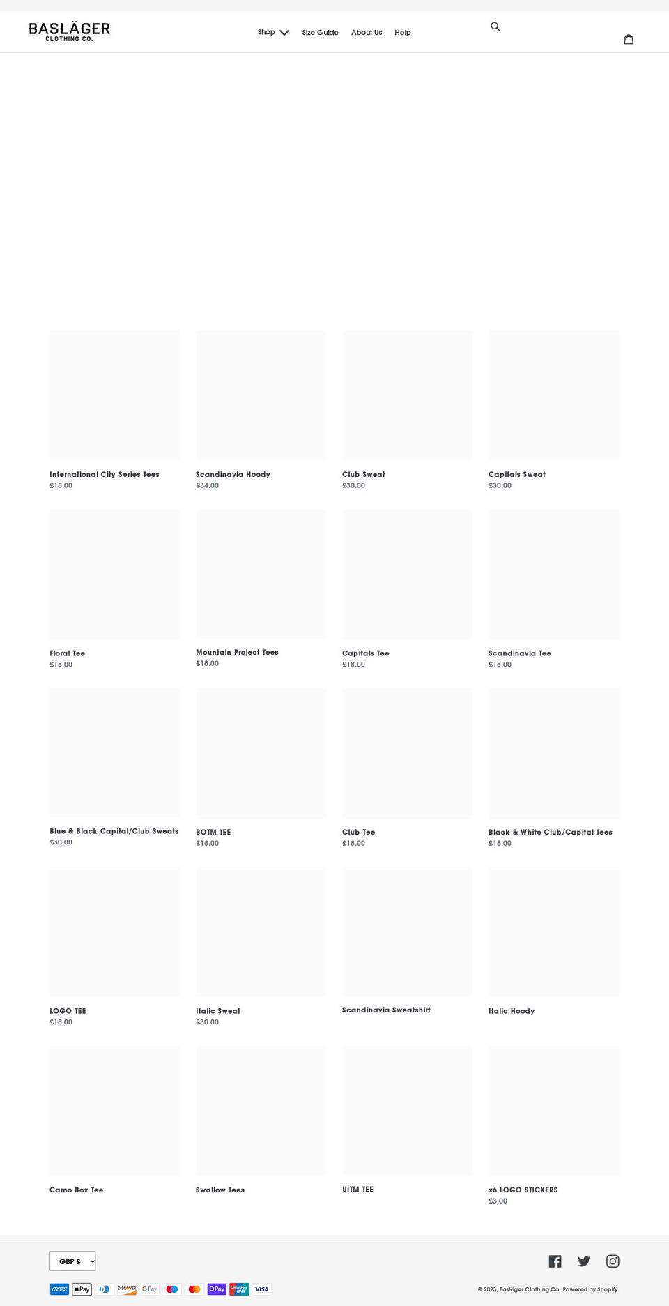 baslager.com shopify website screenshot