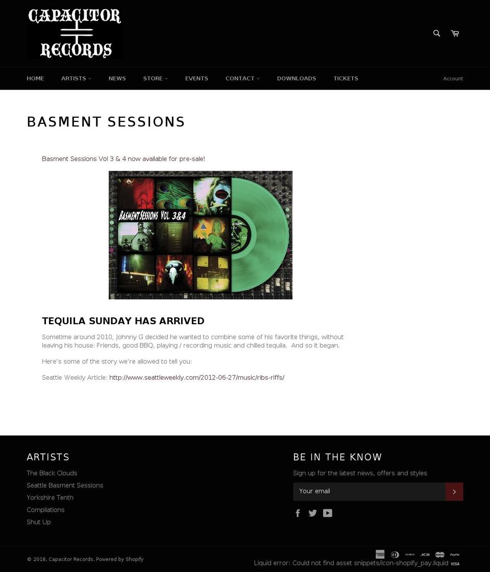 basmentsessions.com — Shopify storefront screenshot