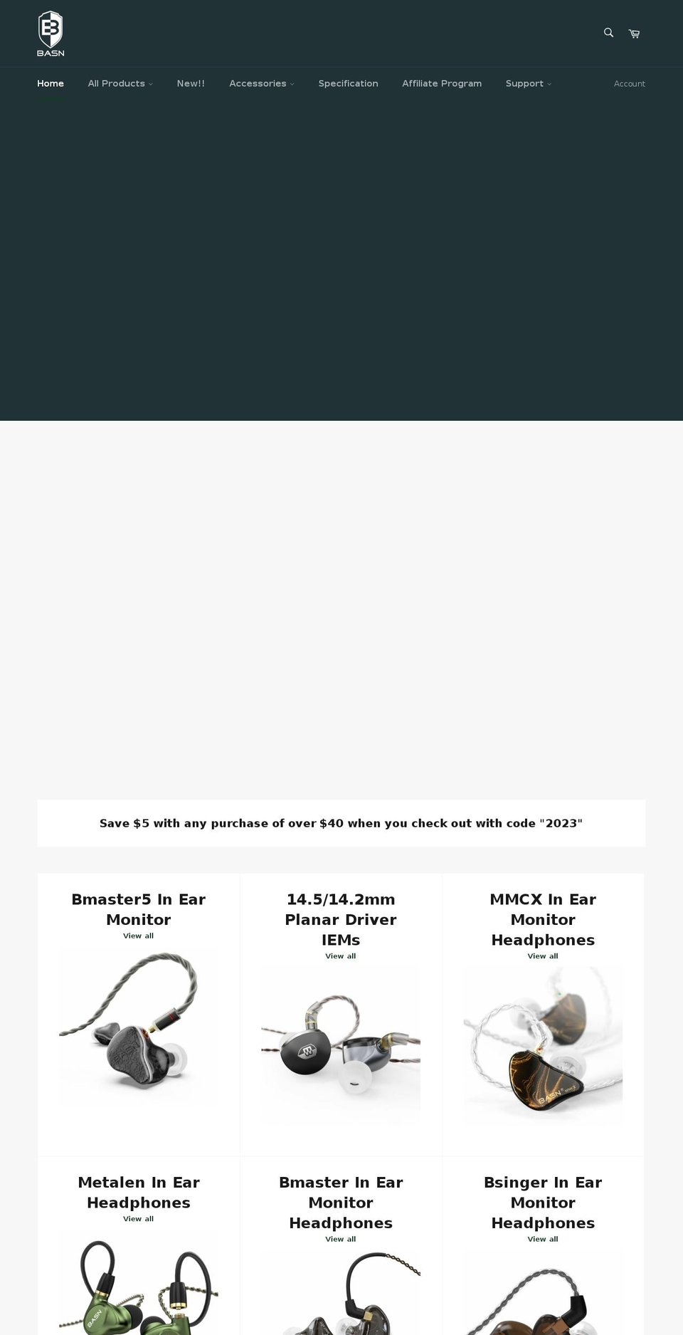 basnaudio.com shopify website screenshot