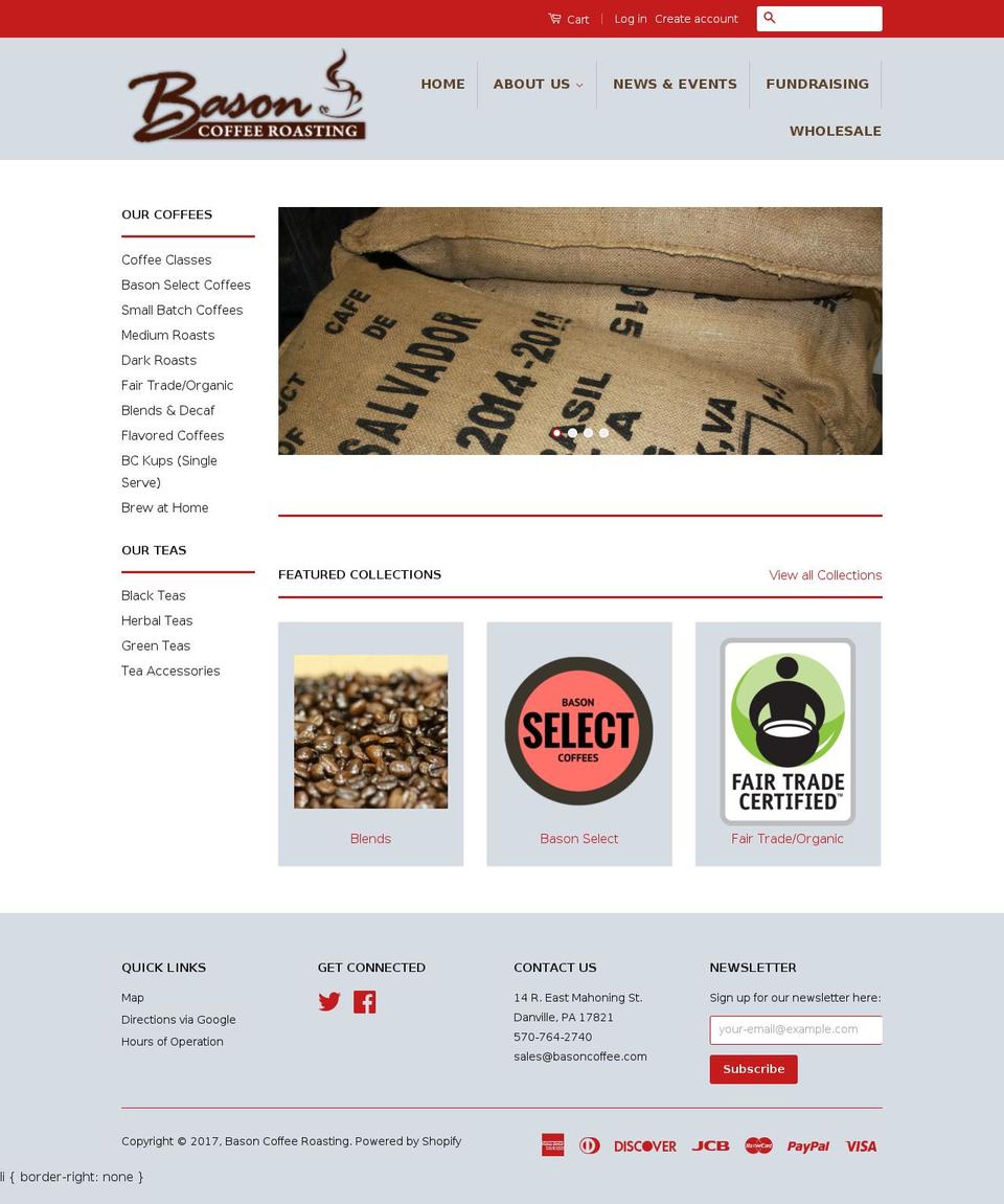 basoncoffee.com shopify website screenshot