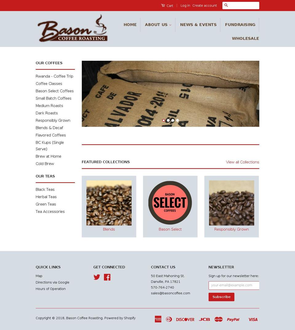 basoncoffeeroasting.com shopify website screenshot