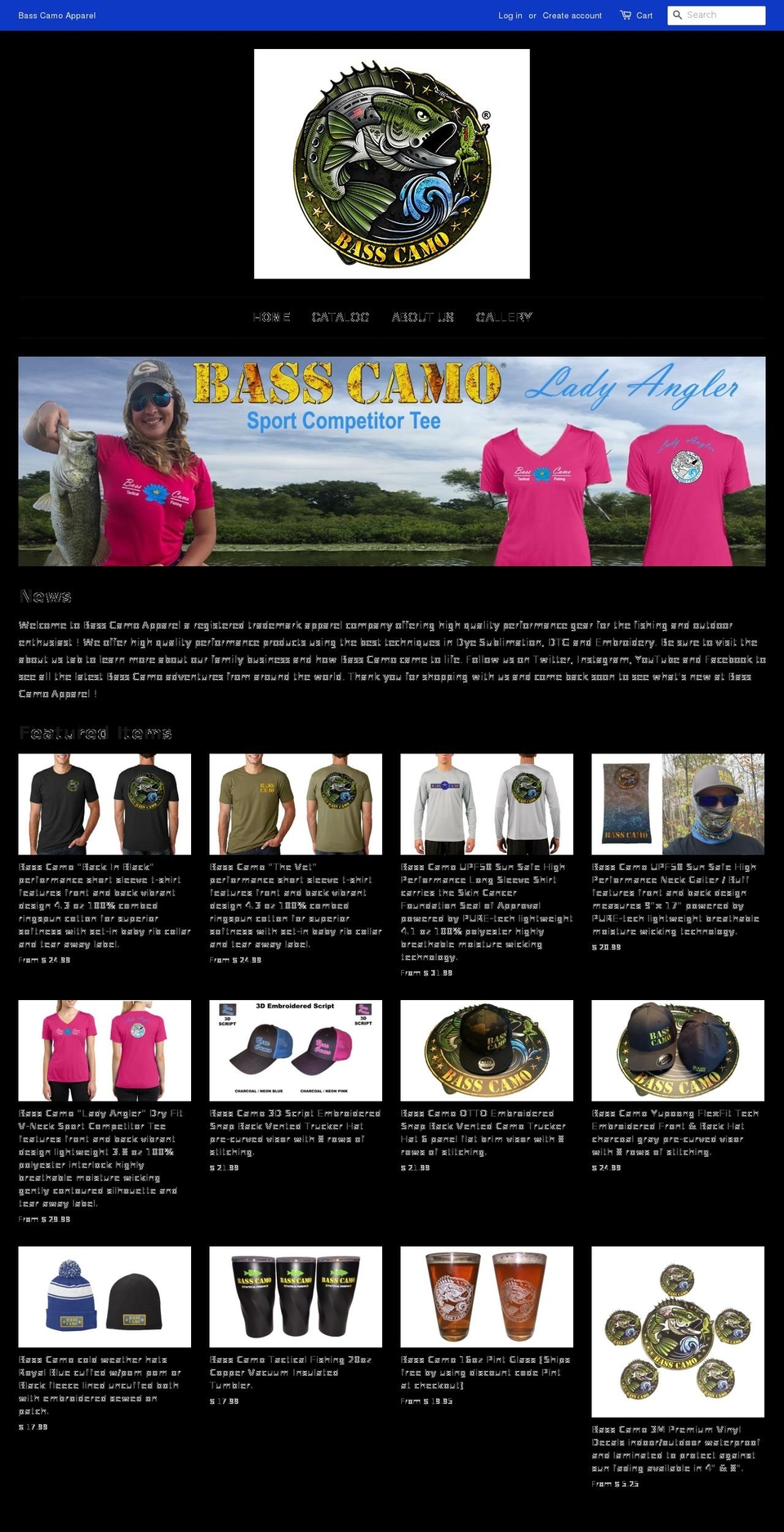 basscamoapparel.com — Shopify storefront screenshot