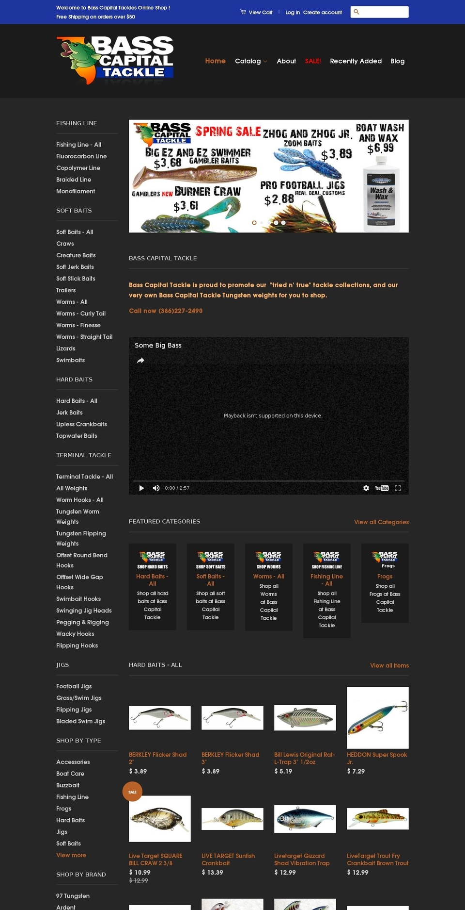 basscapitaltackle.com shopify website screenshot