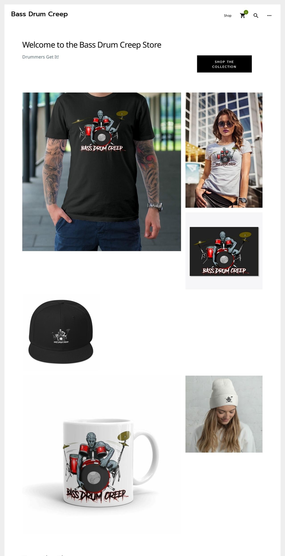 bassdrumcreep.com — Shopify storefront screenshot