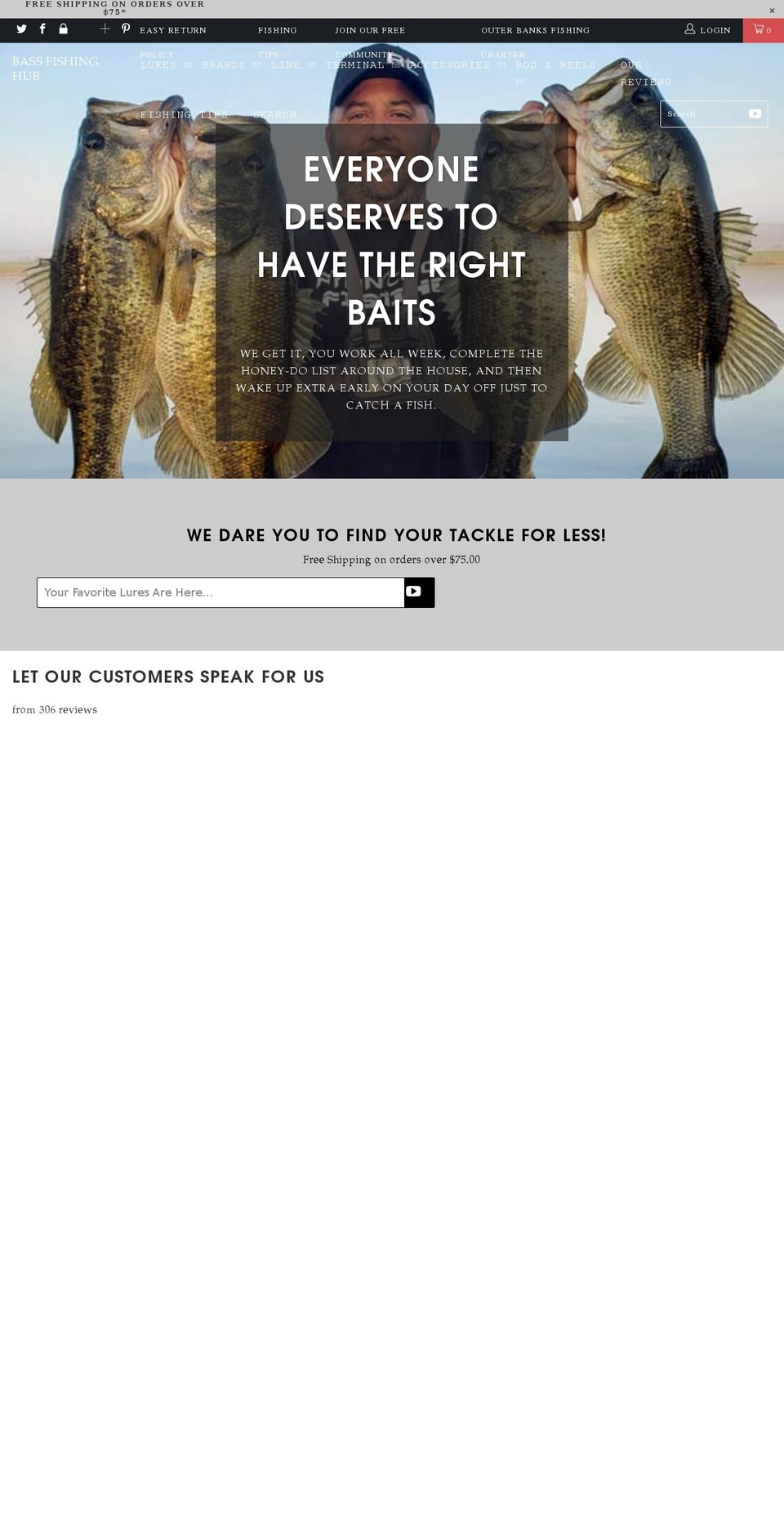 bassfishinghub.com shopify website screenshot