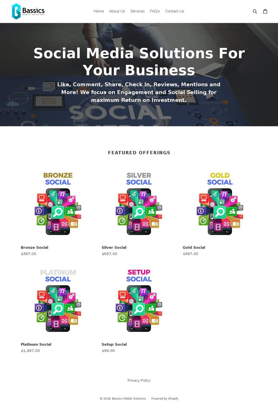 bassicsmobilesolutions.com shopify website screenshot