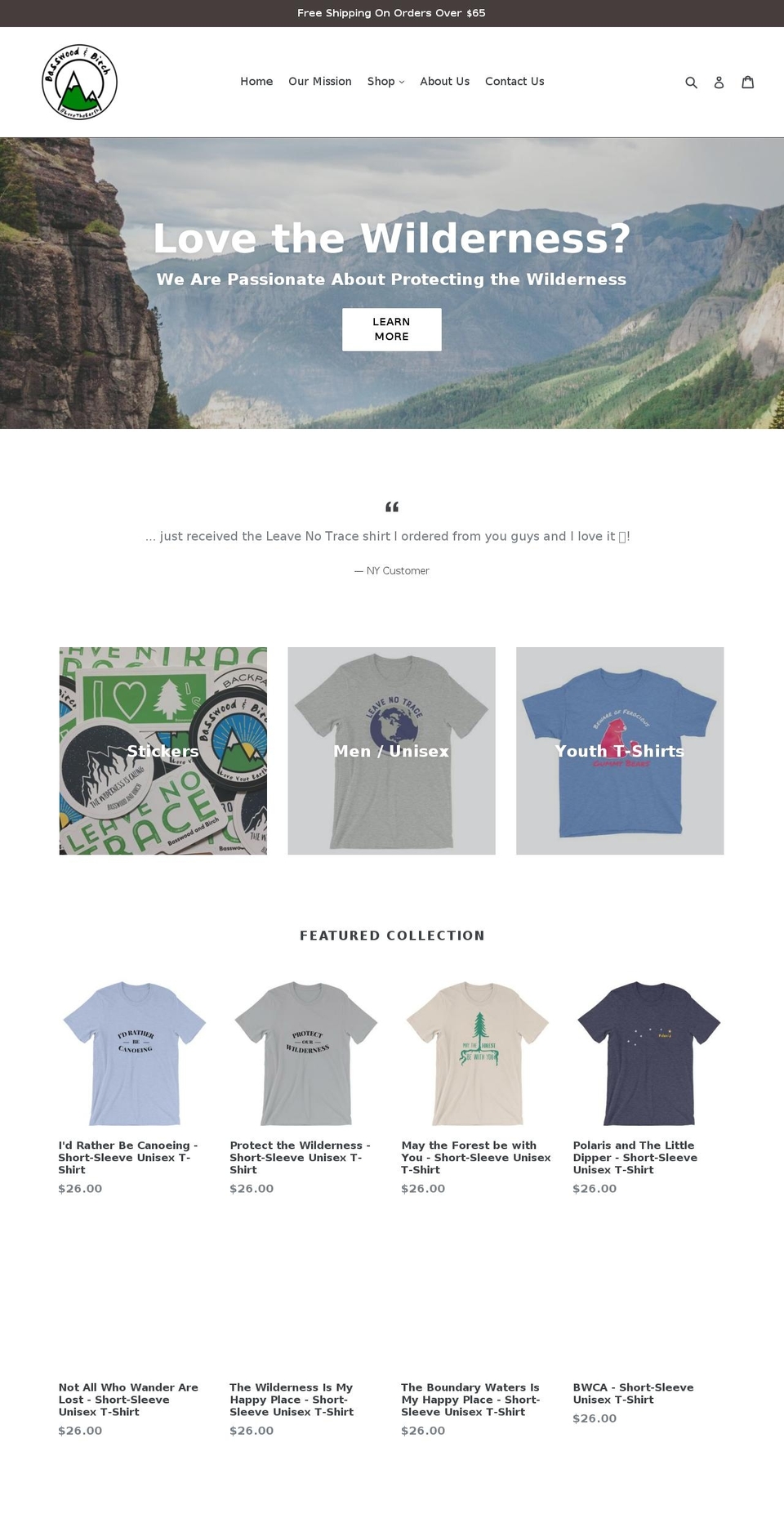 basswoodandbirch.com — Shopify storefront screenshot