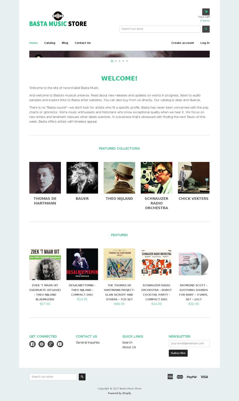 React Shopify theme site example bastamusicstore.com