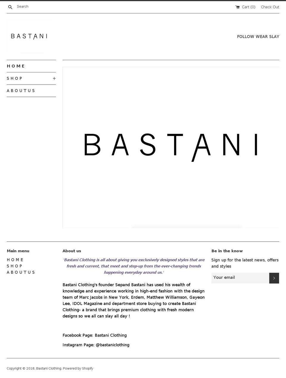 bastaniclothing.com — Shopify storefront screenshot