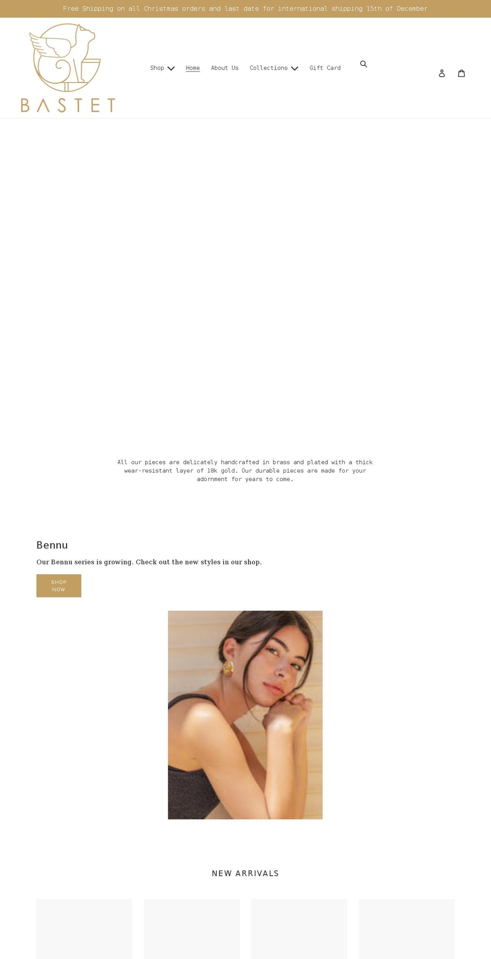 bastetjewellery.com shopify website screenshot