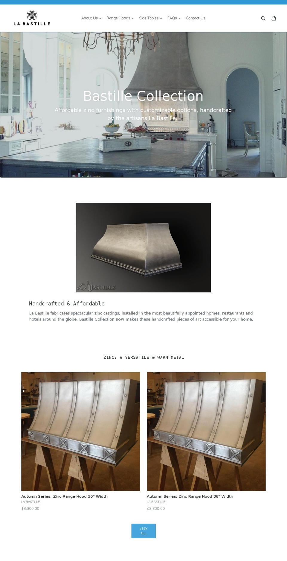 bastillecollection.com shopify website screenshot