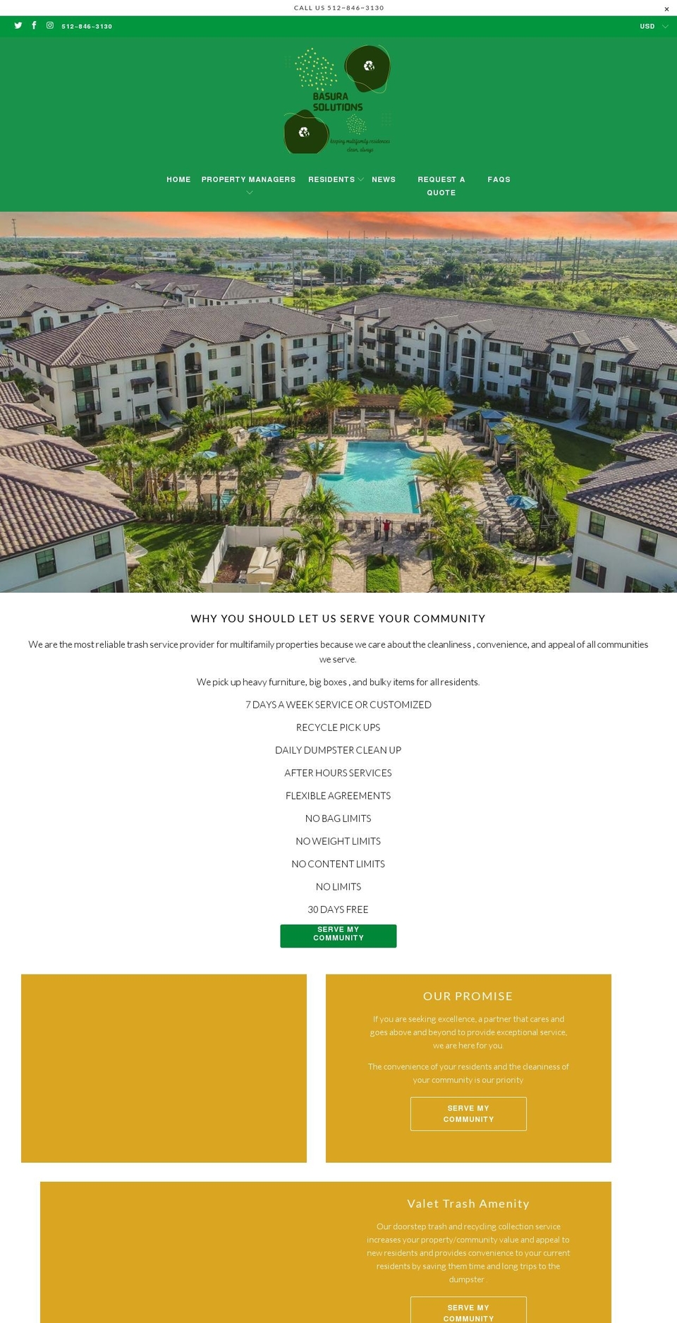 basurasolutions.com shopify website screenshot