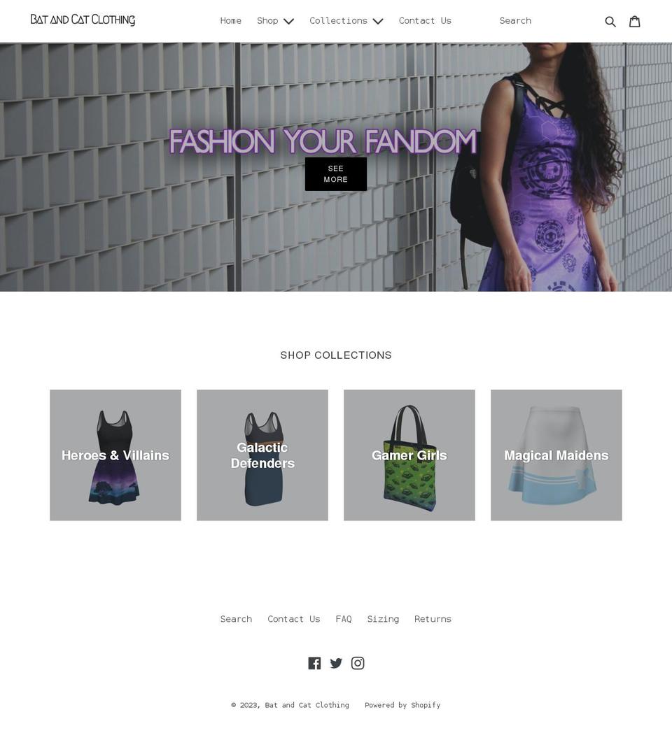 batandcatclothing.com shopify website screenshot