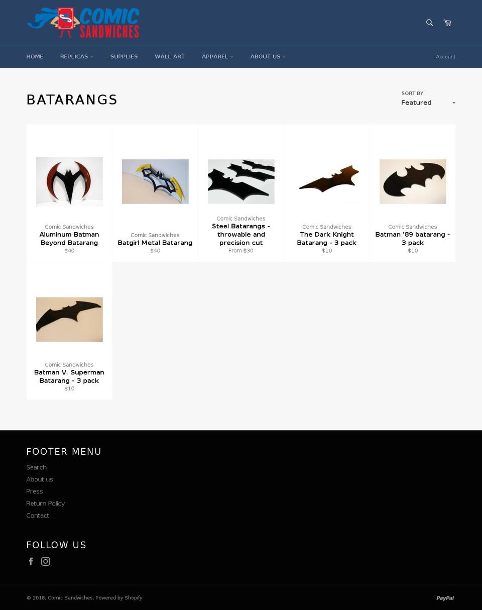 batarangreplicas.com shopify website screenshot