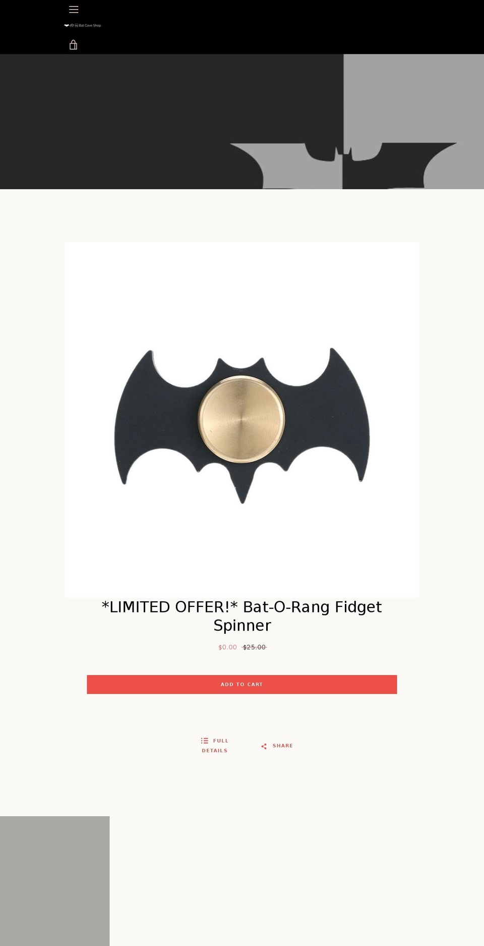 batcaveshop.com — Shopify storefront screenshot