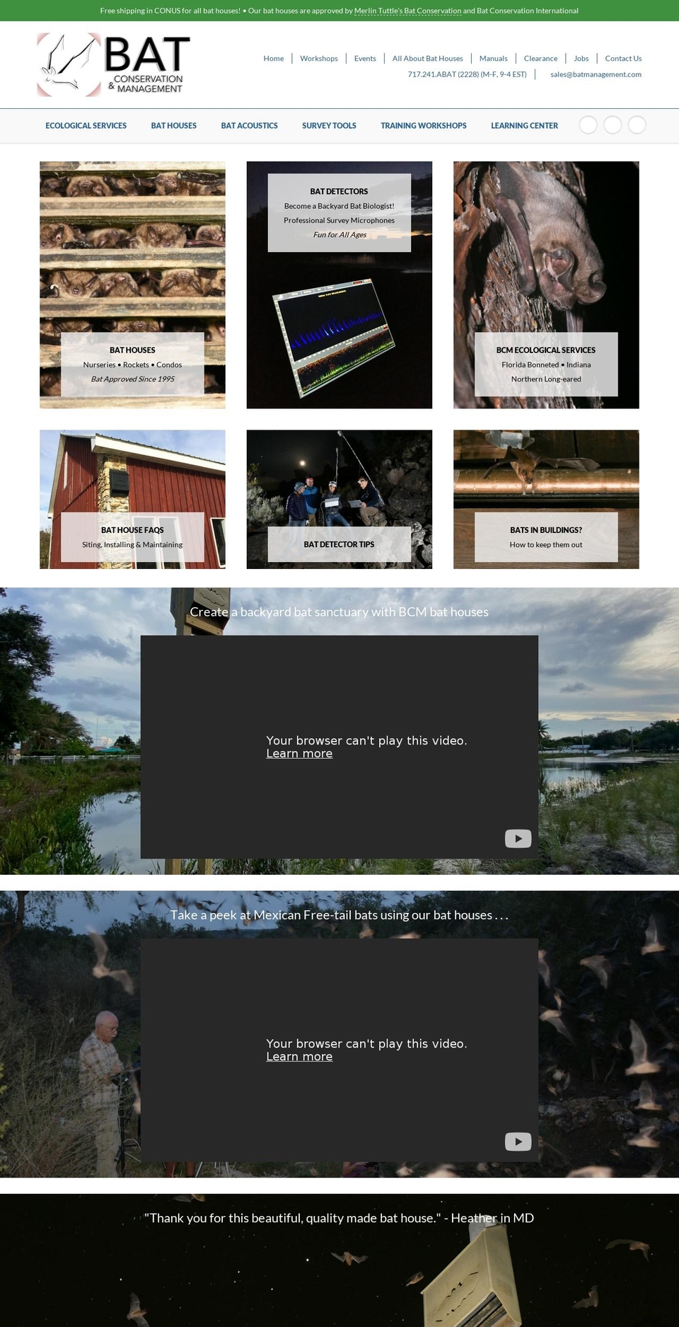 batconservationandmanagement.com — Shopify storefront screenshot