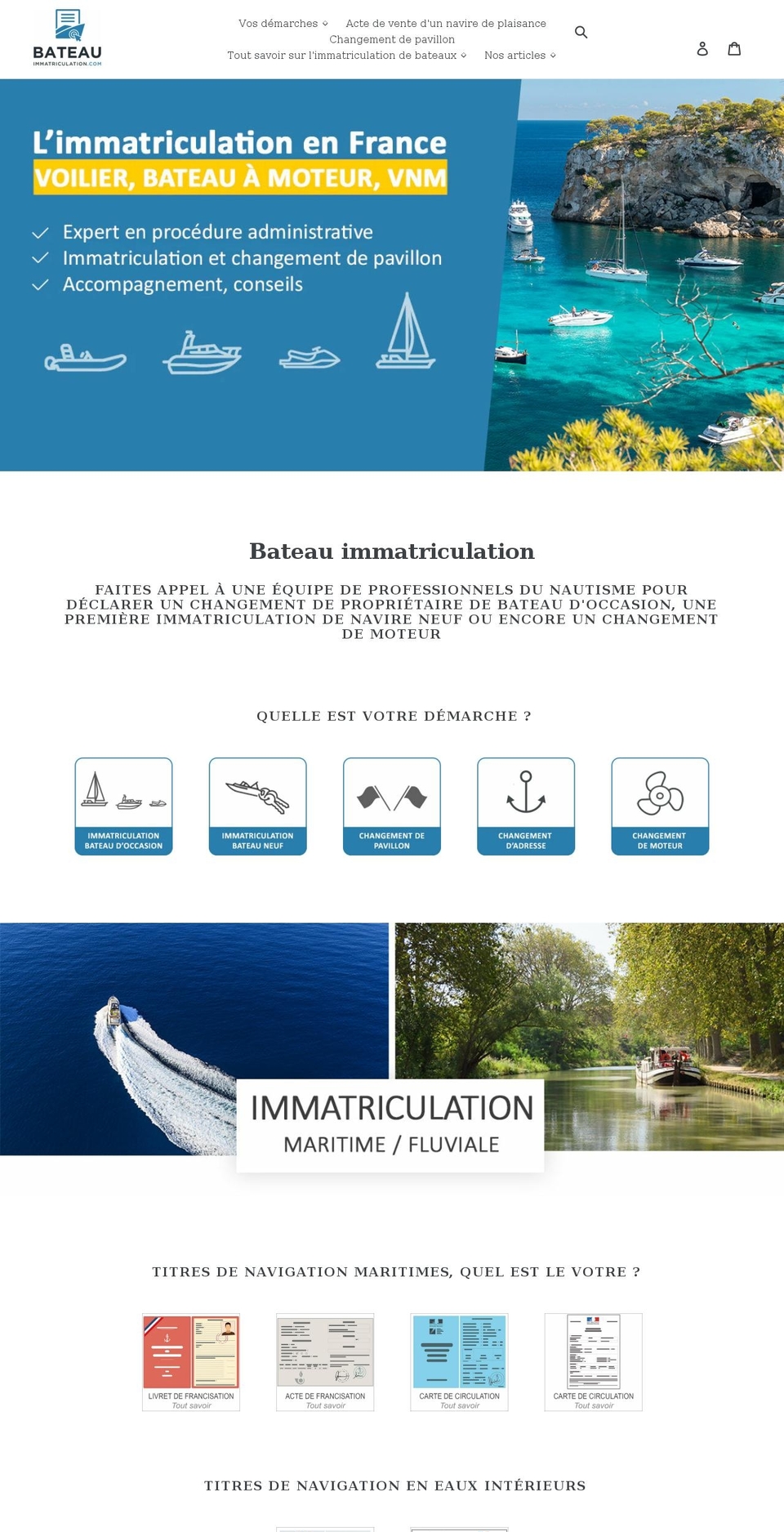 bateau-immatriculation.com shopify website screenshot