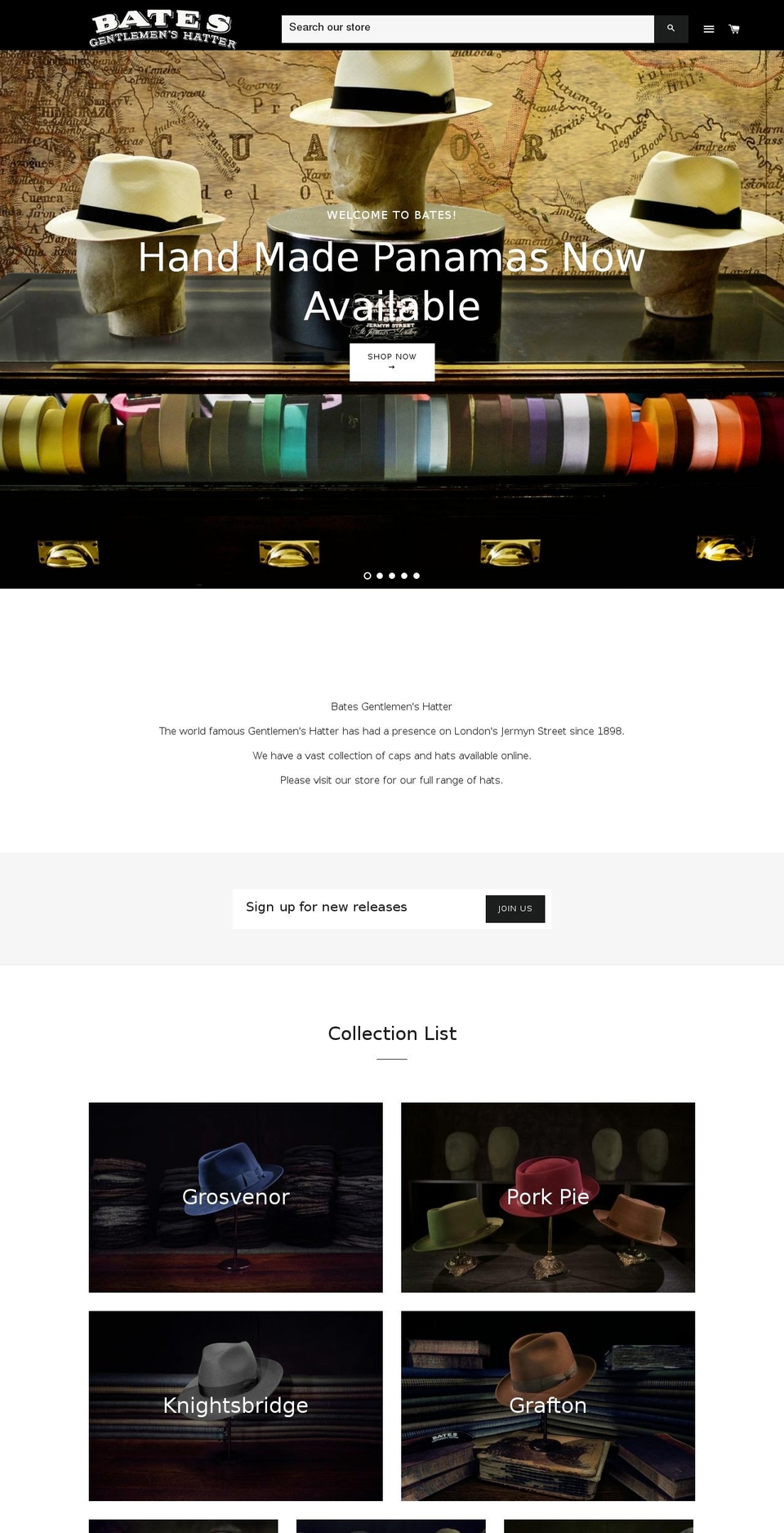 bates-hats.com shopify website screenshot