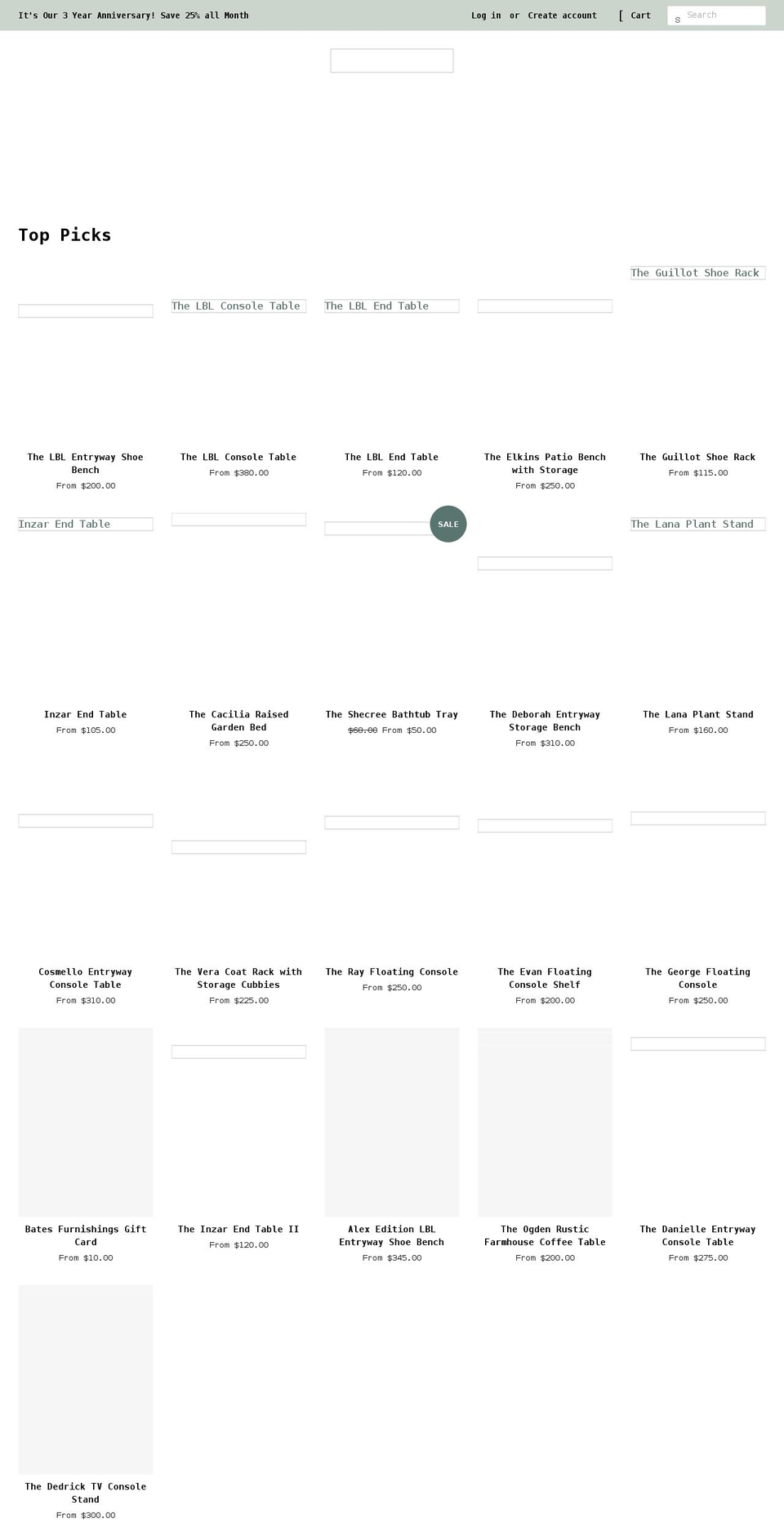 batesfurnishings.com shopify website screenshot