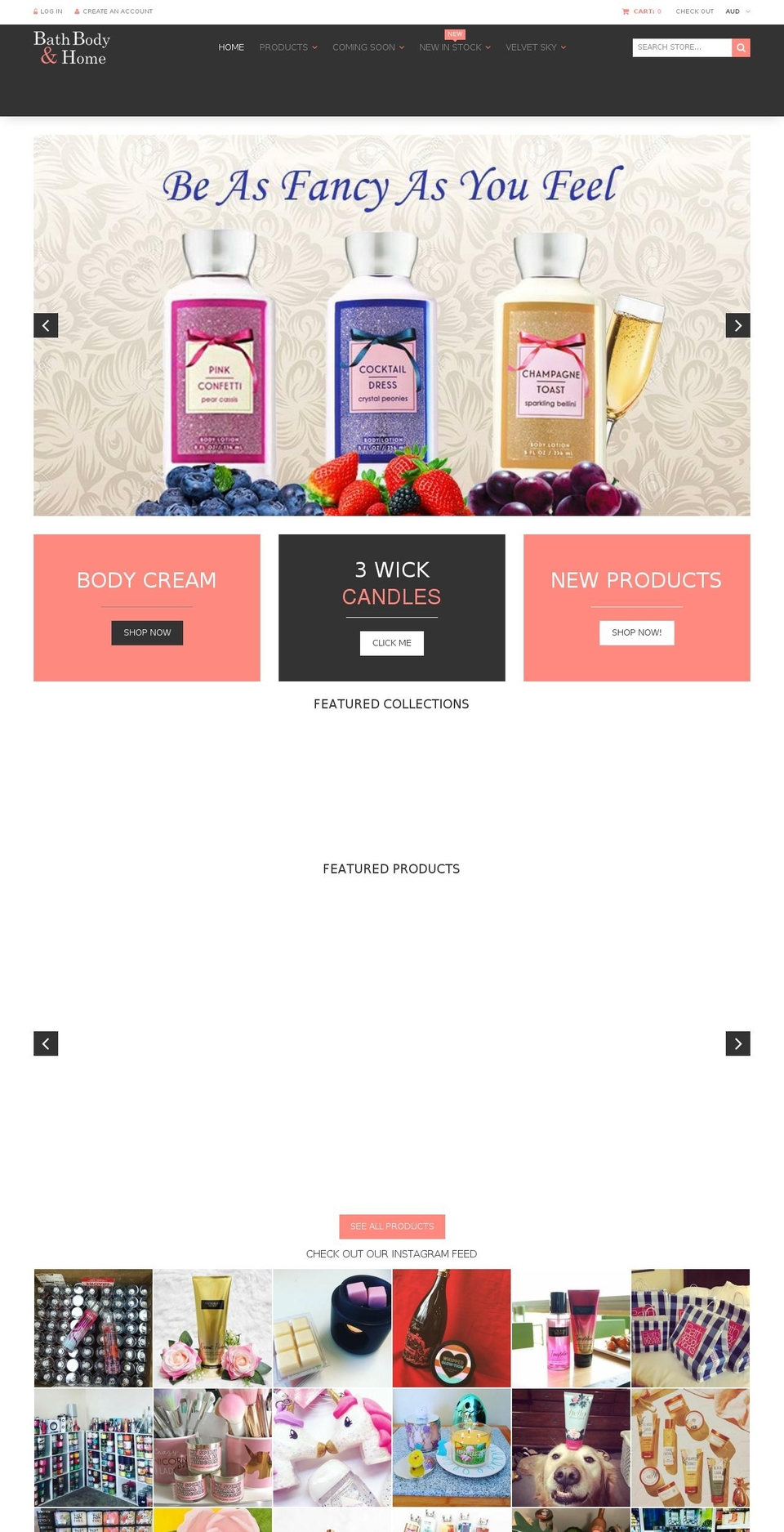 bathbodyandhome.com.au shopify website screenshot