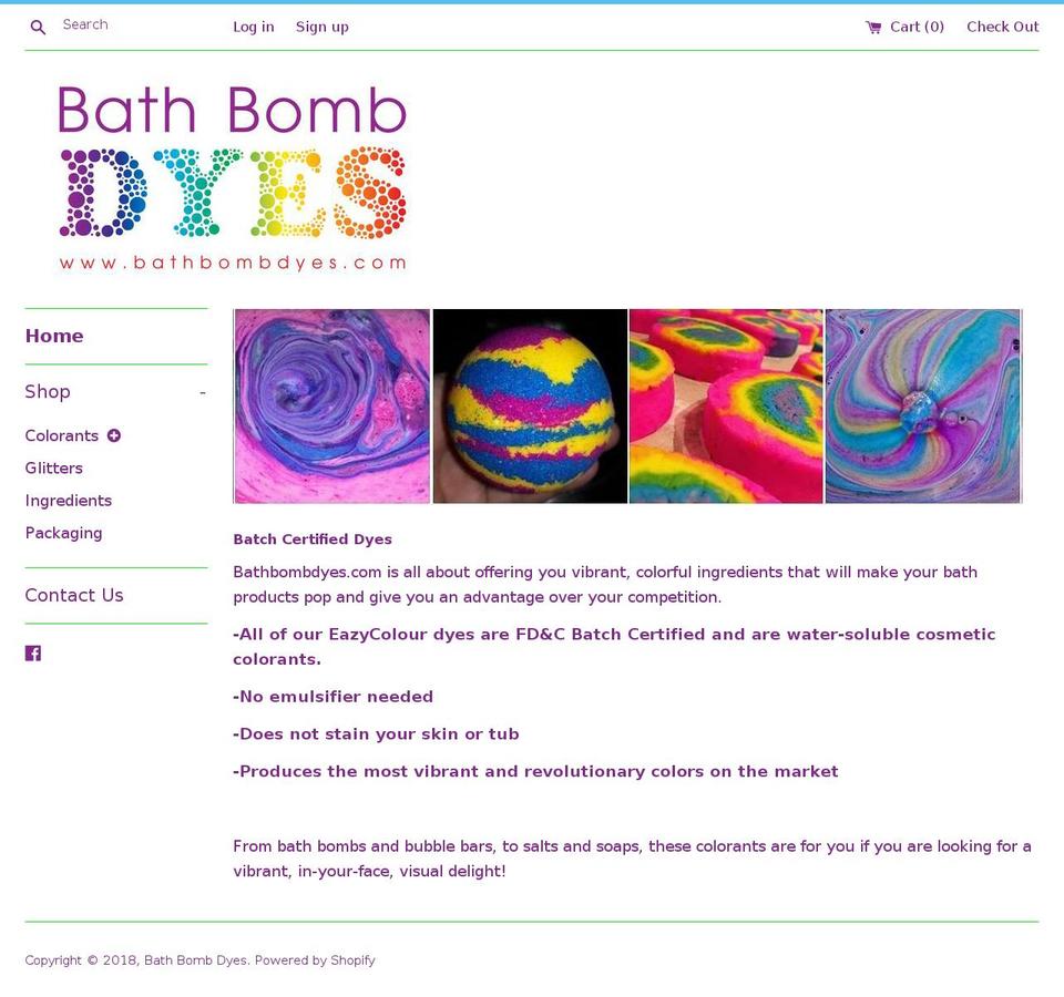 bathbombdyes.com — Shopify storefront screenshot