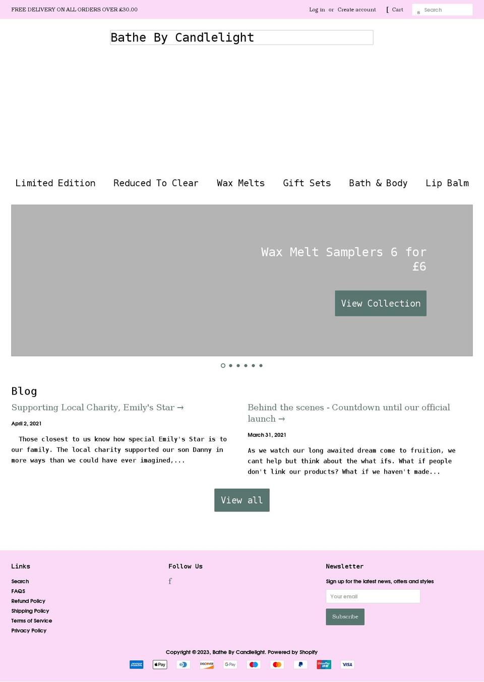 bathebycandlelight.co.uk shopify website screenshot