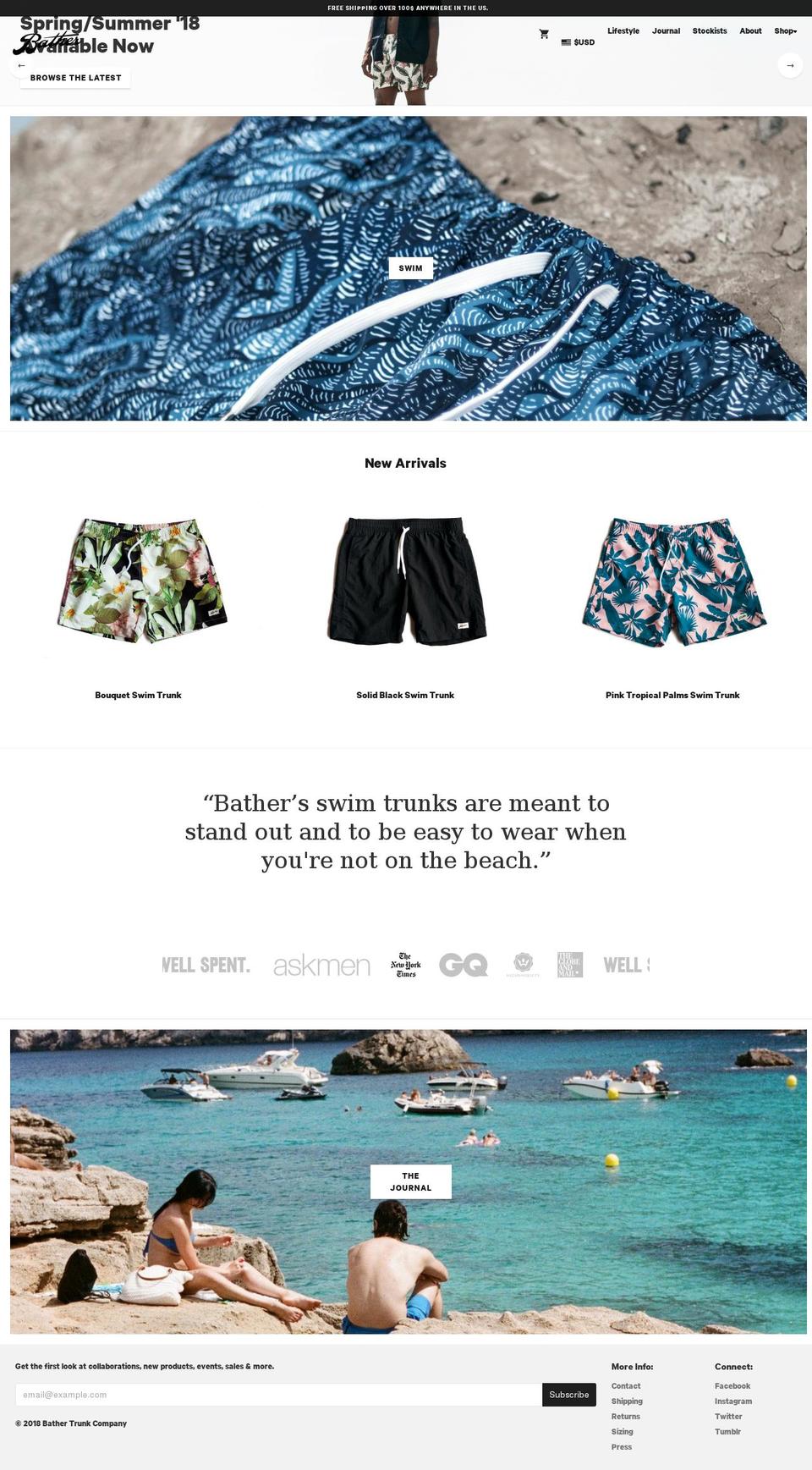 bather.ca shopify website screenshot