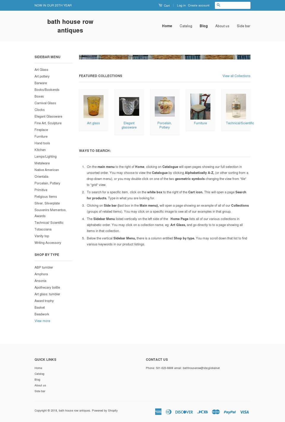 bathhouserowantiques.com — Shopify storefront screenshot