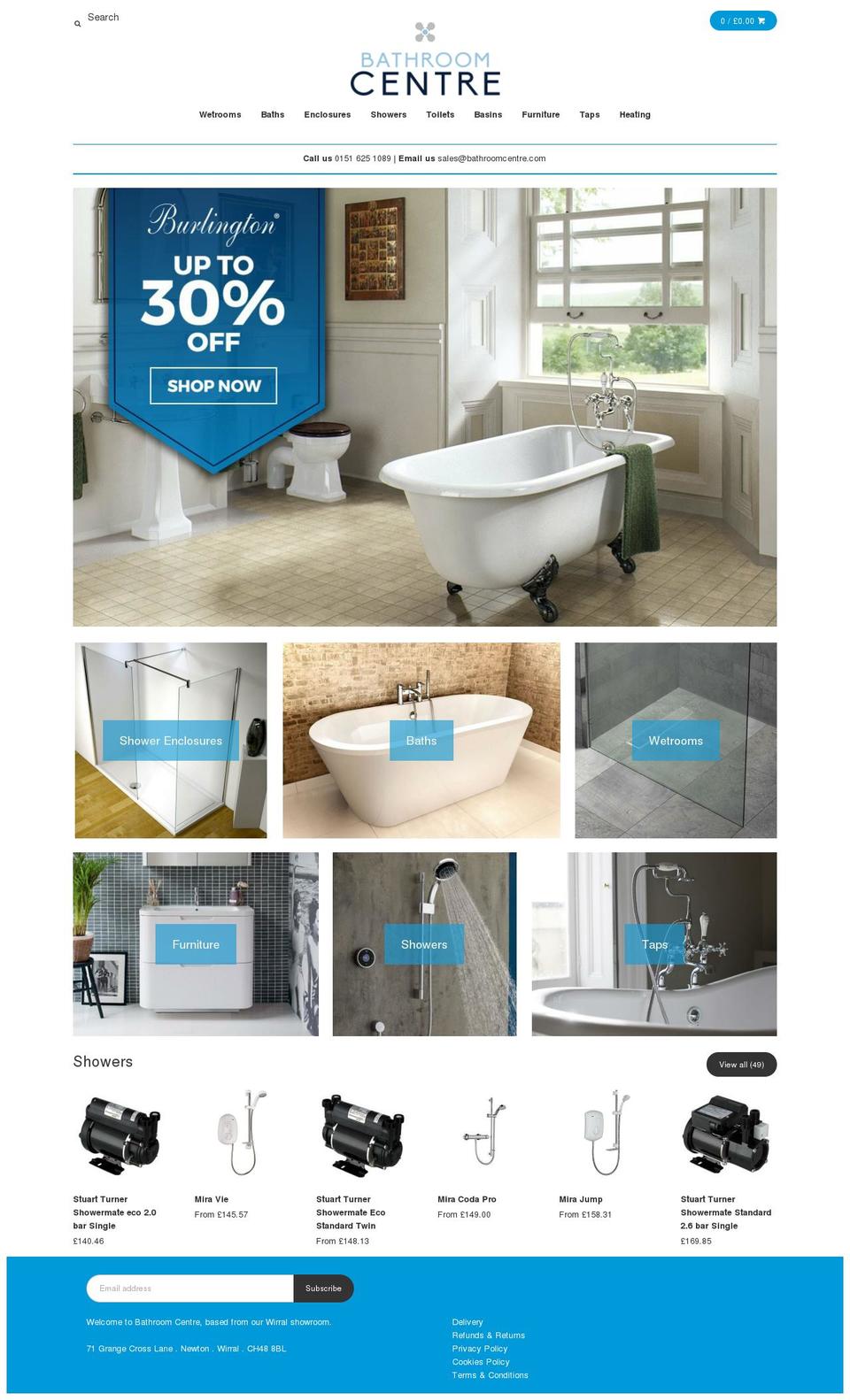 bathroomcentre.com shopify website screenshot