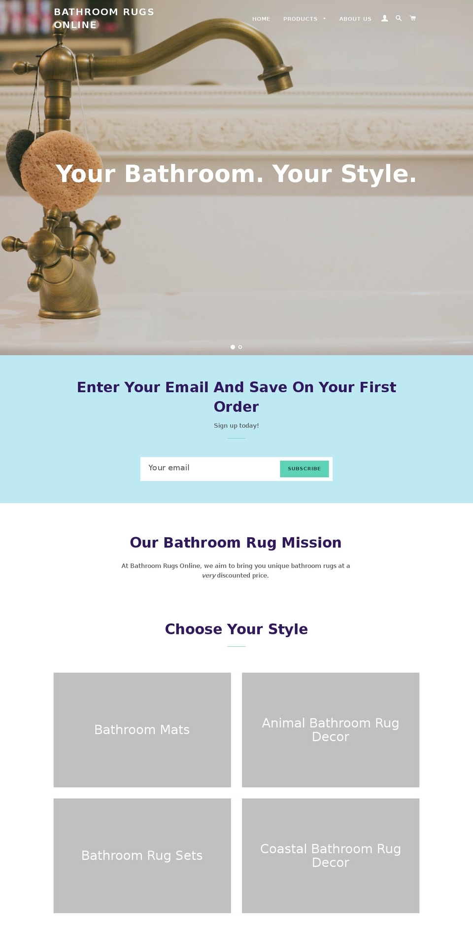 bathroomrugsonline.com — Shopify storefront screenshot
