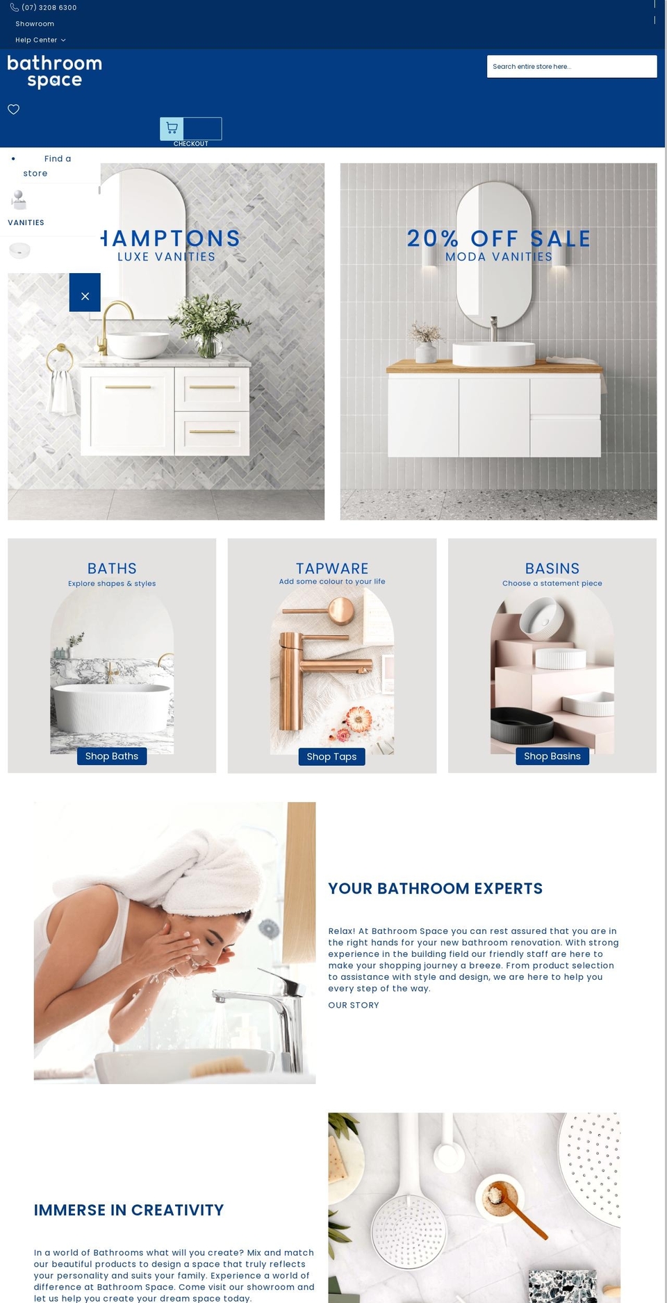 bathroomspace.com.au shopify website screenshot