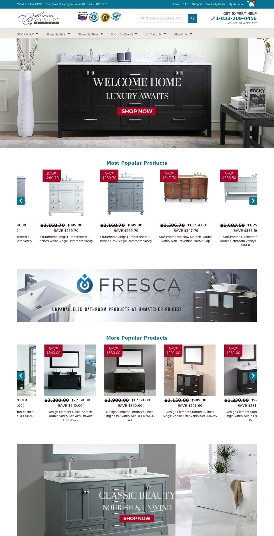 bathroomvanitydirect.com — Shopify storefront screenshot