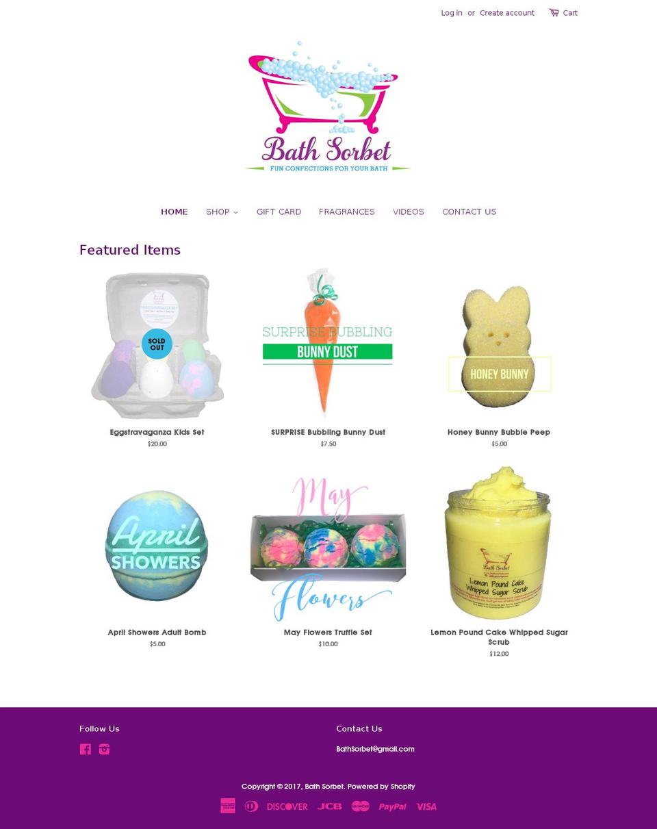 bathsorbet.com shopify website screenshot
